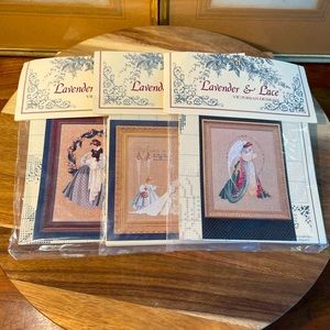 Lavender & Lace THE WEDDING Cross Stitch Pattern Chart LOT of 3 Patterns NWT